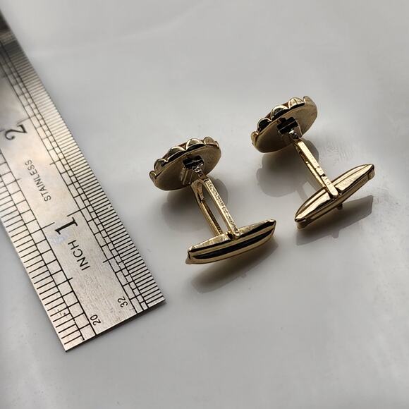 Antique Vintage Fire Opal Gold Cufflinks Cuff Links - Picture 3 of 4